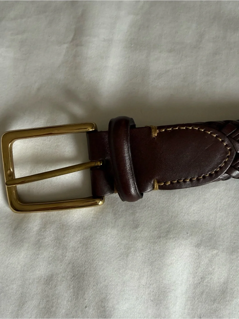 Vintage Trafalgar Braided Leather Belt made in Argentina Dark Brown size 36